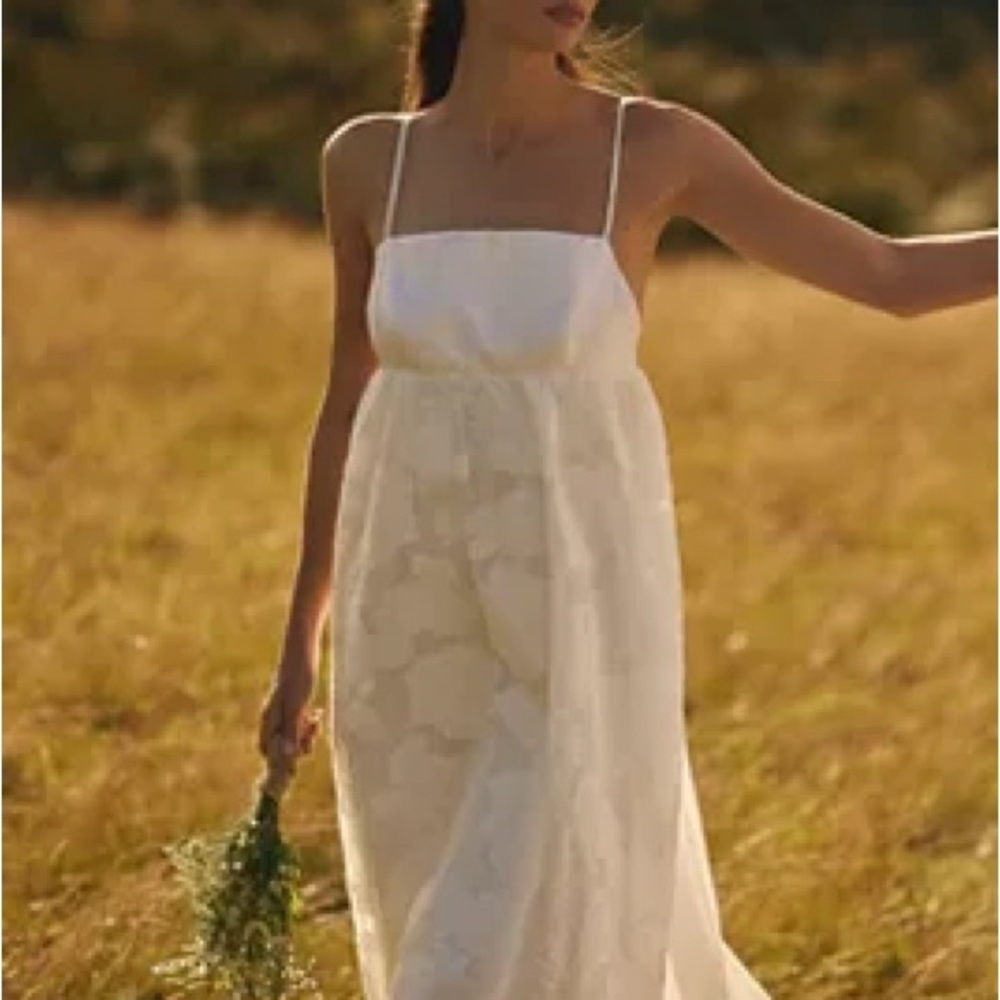 Anthropologie Cream Spaghetti Strap Sundress for Weddings